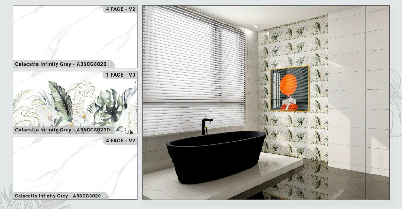 Gạch Đá Siêu Bóng Kiếng Vi Tinh 40x80 Trắng Vân Khói 