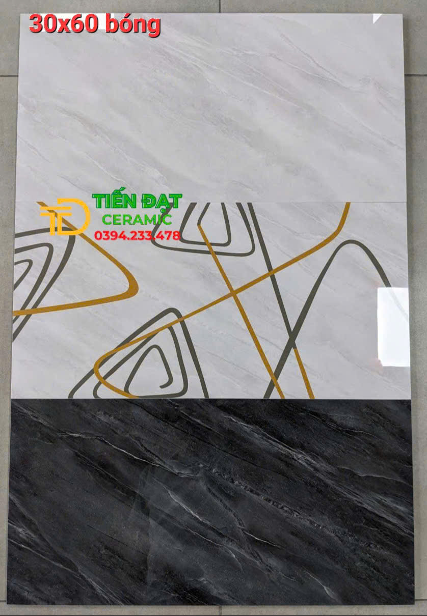 Gạch Dán Tường 30x60 Đá Bóng Kính Vân Xám Đá