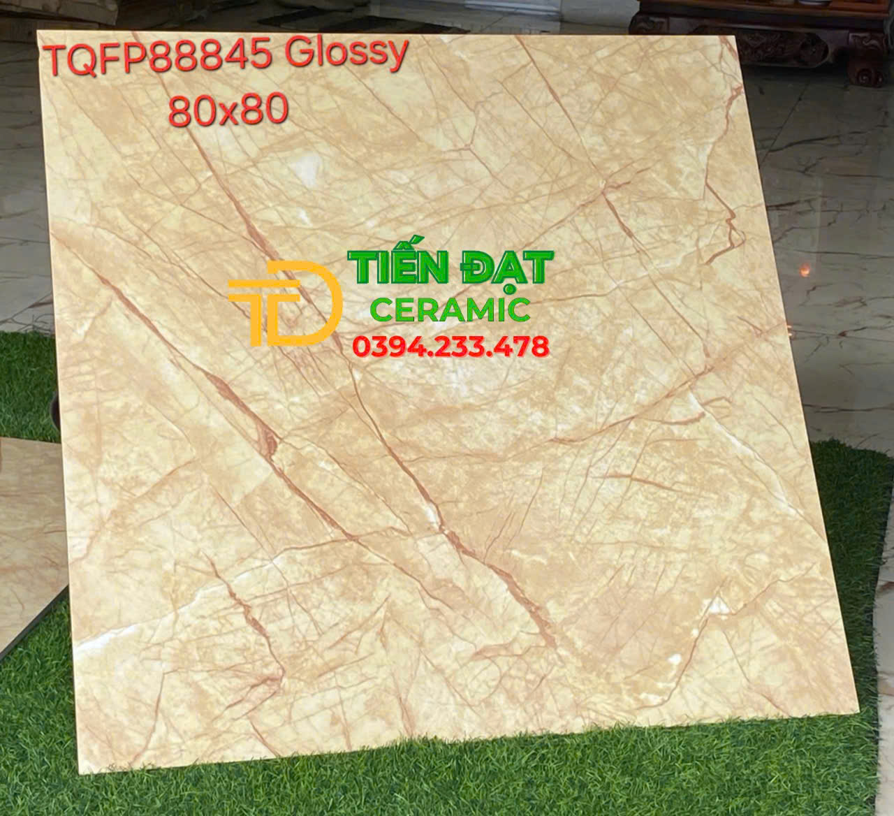 Gạch Granite TQ 80x80 Lát Nền Vàng Vàng Mẫu Mới