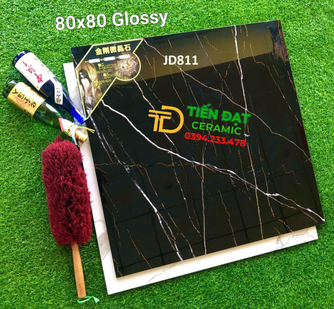 Gạch Khắc Kim TQ 80x80 Đen Trắng Khắc Kim Ốp Mặt Tiền