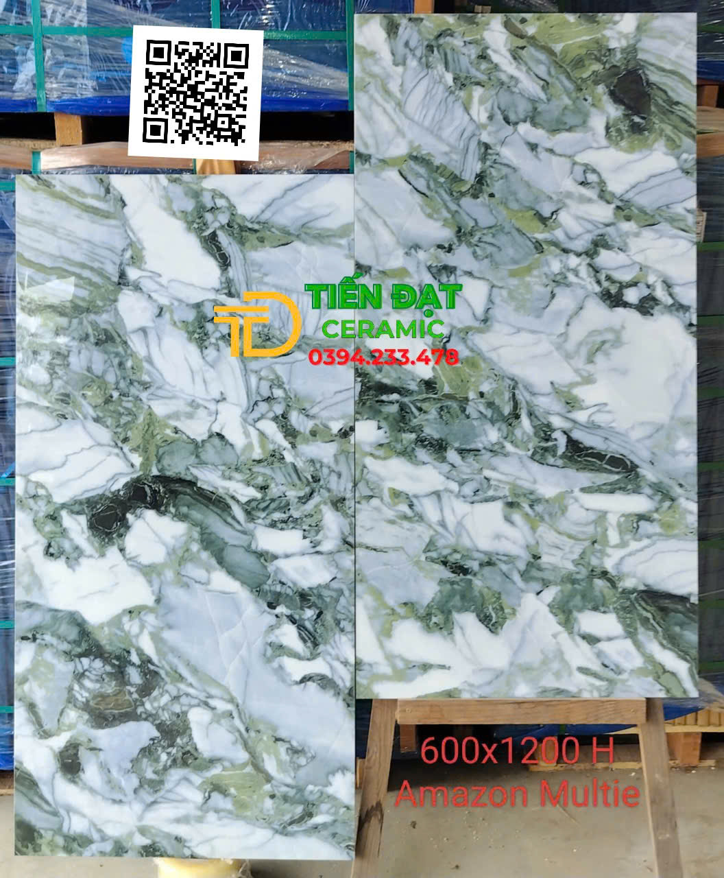 Gạch Khổ Lớn 60x120 Xanh Đá Trắng Lát Biệt Thự