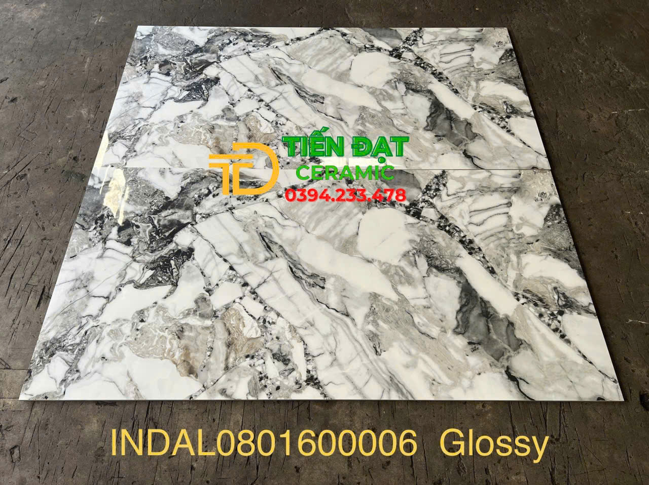 Gạch Khổ Lớn 80x160 Vân Đen Trắng Giả Đá Ốp Mặt Tiền