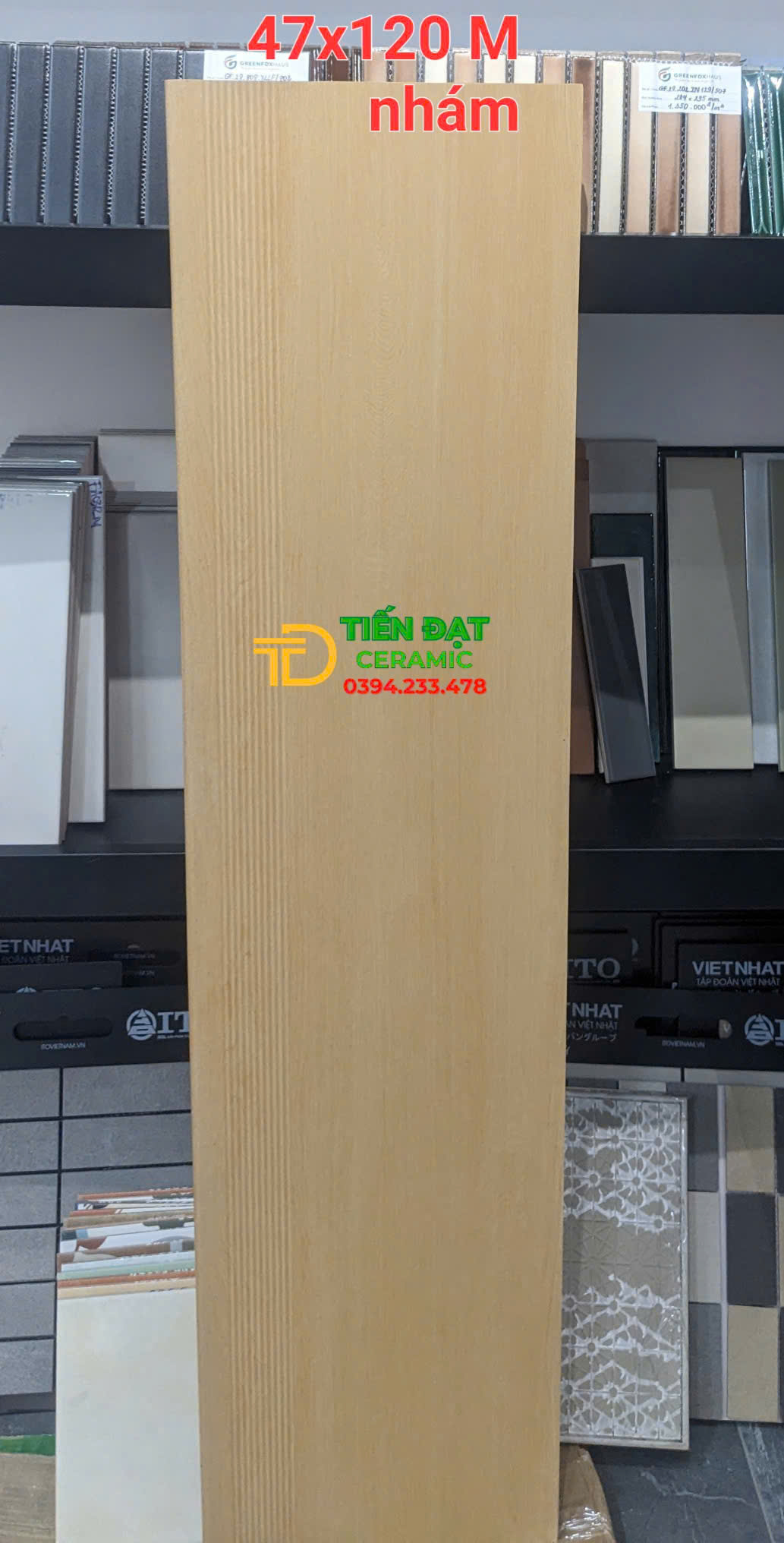 Gạch Lát Cầu Thang 47x120 Vân Vàng Giả Gỗ TQ