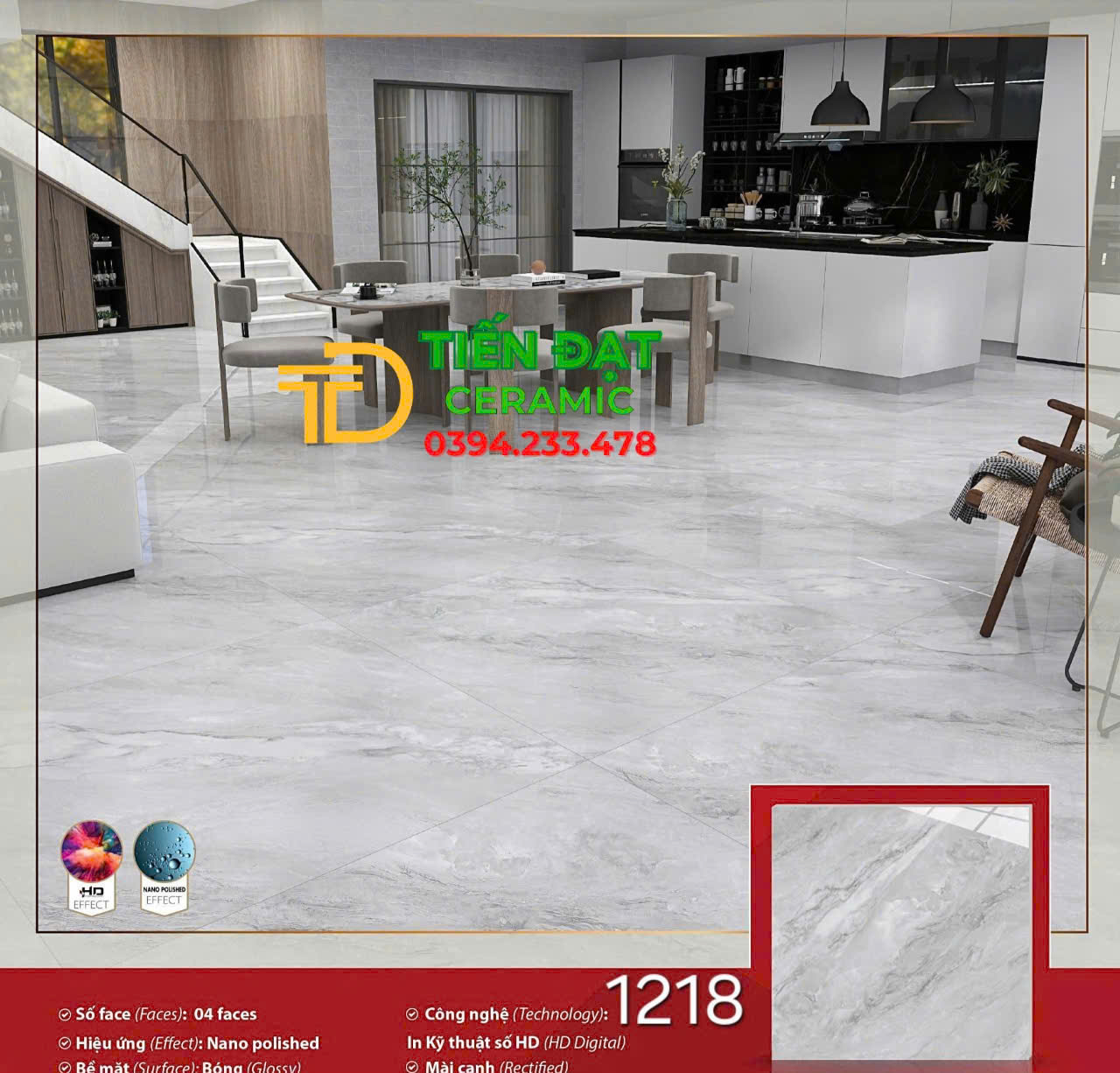 Gạch Prime Cao Cấp Giả Đá 120x120 Lát Nền Phòng Khách