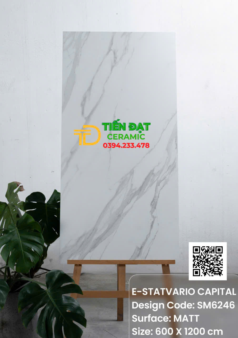 Gạch Lát Nền 60x120 Đá Mờ Trắng Vân Xám Giá Rẻ