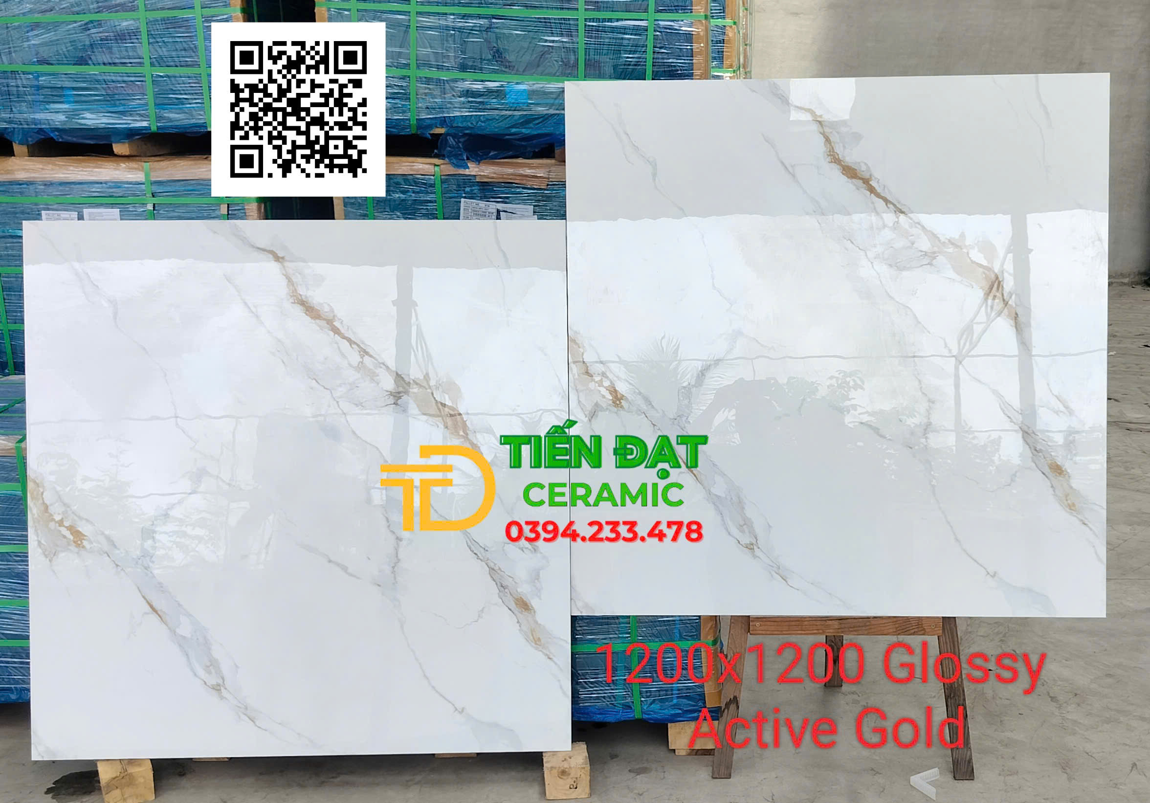 Gạch Lát Nền Khổ Lớn 120x120 Trắng Vân Vàng Mẫu Mới