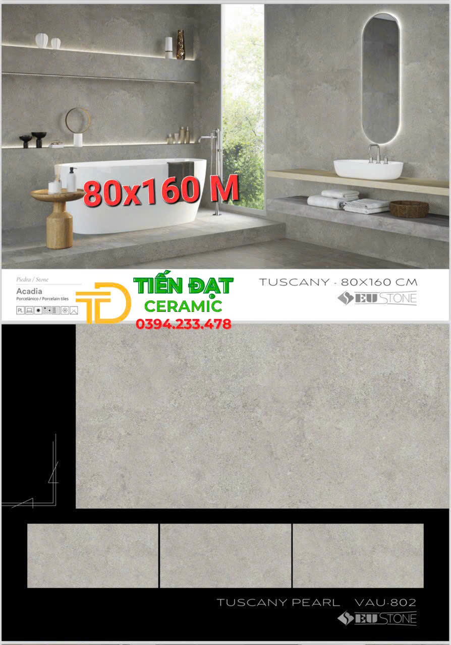 Gạch Đá Mờ Cao Cấp 80x160 TBN Ốp Lát Cao Cấp