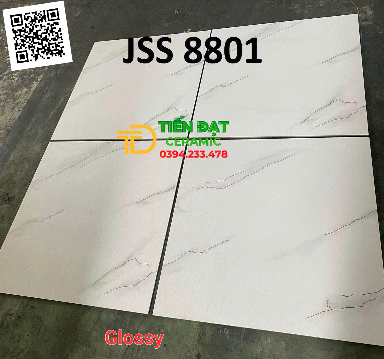 Gạch Nhập Khẩu TQ 80x80 Ốp Lát Trắng Khắc Kim 