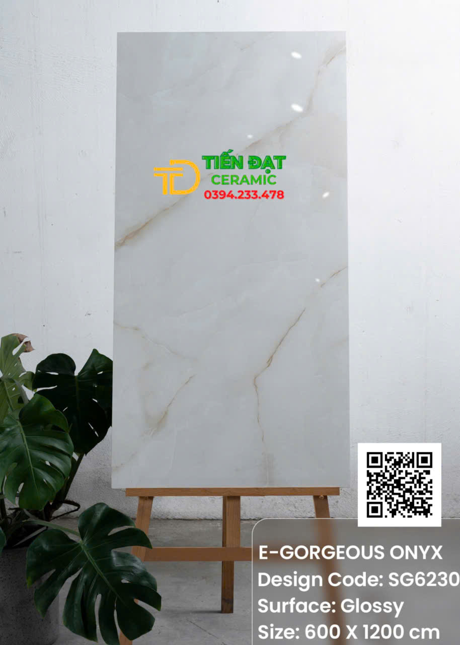 Gạch Lát Nền Phòng Khách 60x120 Ấn Độ Trắng Vân Vàng