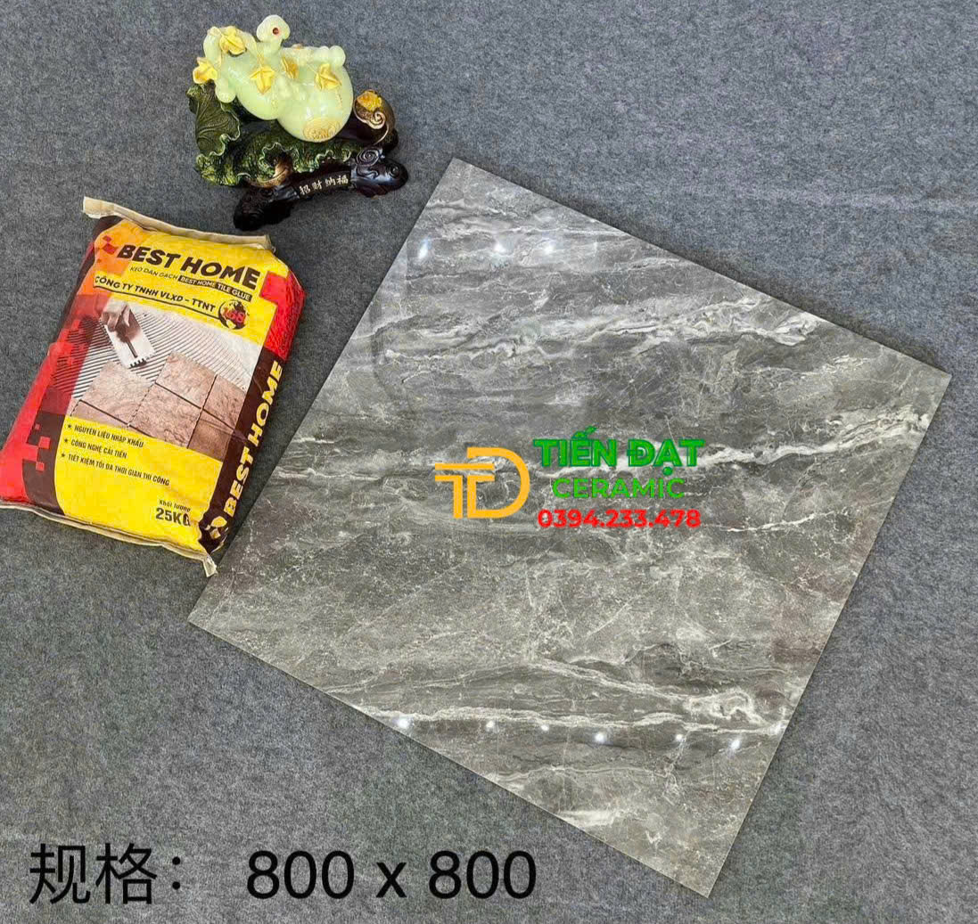 Gạch Lát Nền TQ 80x80 Trắng Vân Xám Đá Đẹp Rẻ