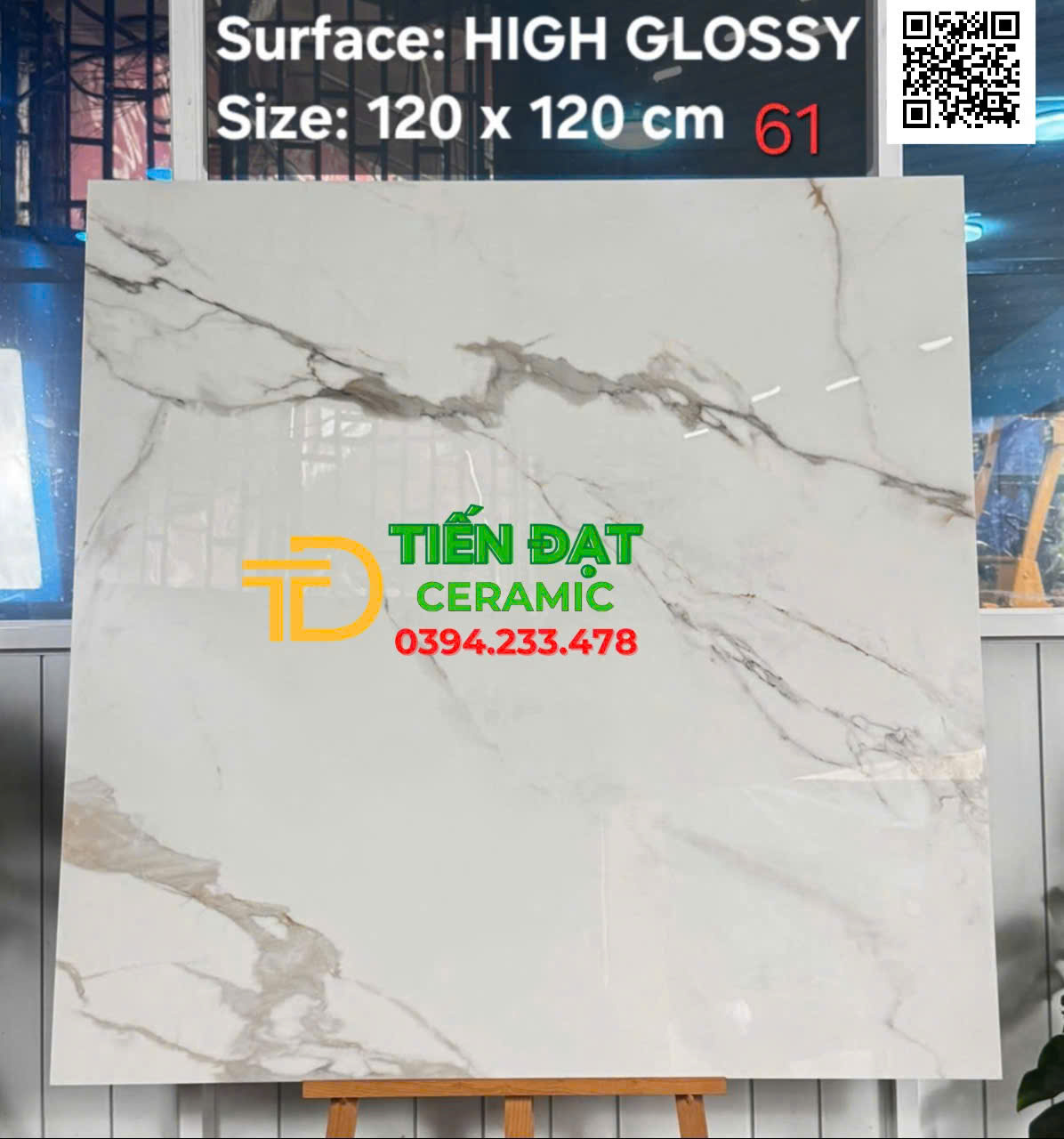 Gạch Marble 120x120 Trắng Vân Xám Bóng Kiếng Giá Rẻ HCM