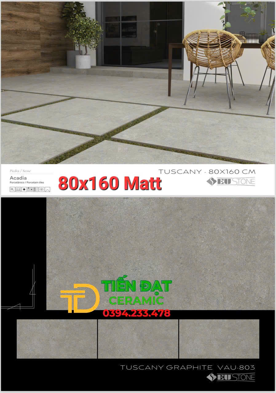 Gạch Nhập Khẩu TBN 80x160 Đá Mờ Cao Cấp Mẫu Mới
