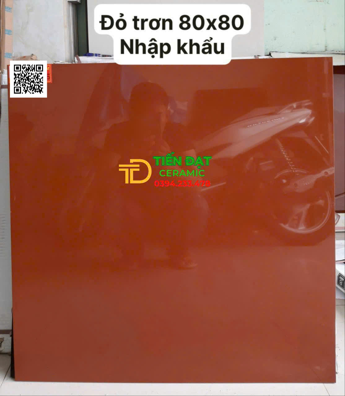 Gạch Ốp Lát TQ 80x80 Đỏ Trơn Bóng Kính Kim Cương