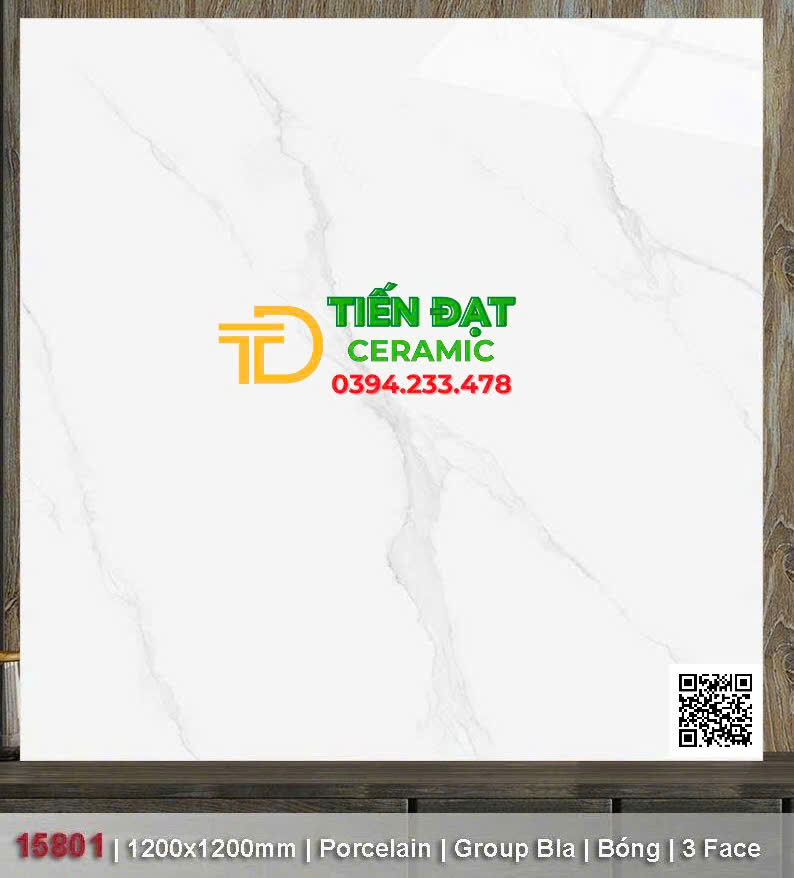 Gạch Ốp Tường Catalan 120x120 Trắng Vân Bóng Kiếng