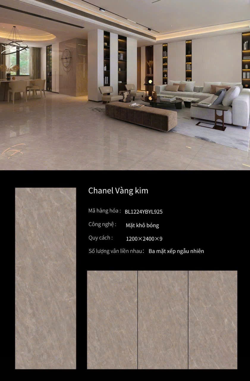 Gạch Ốp Tường Khổ Lớn 120x240 Vàng Kim Mẫu Mới Nhất