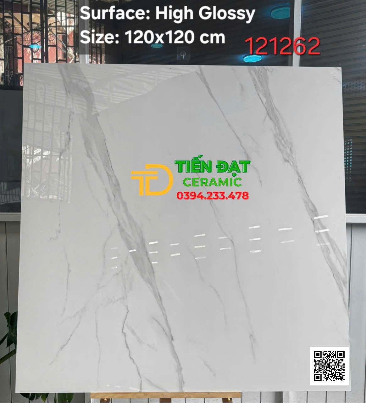 Gạch Ốp Tường Khổ Lớn Cao Cấp 120x120 Trắng Vân Vi Tinh