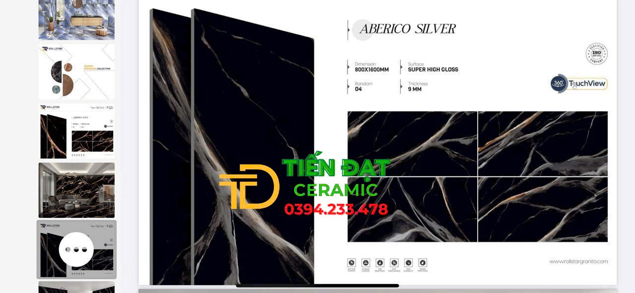 Gạch Trang Trí 80x160 Đen Vân Trắng Ốp Mặt Tiền Cột Cổng