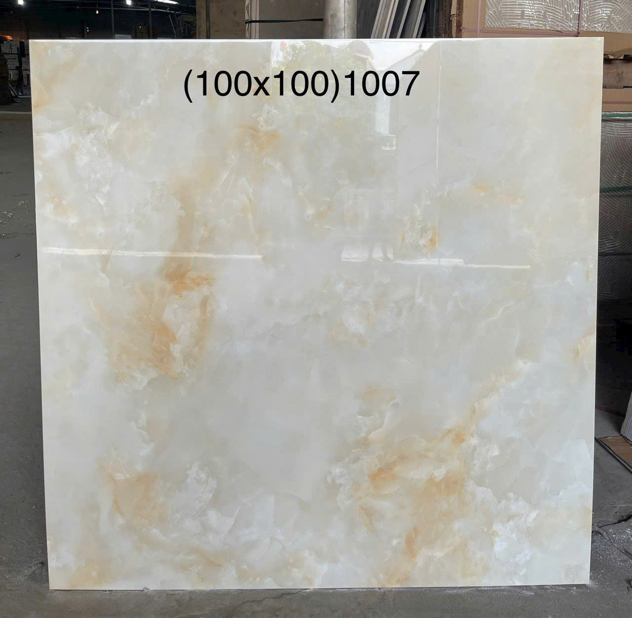 Gạch Trắng Vàng Ngọc Thạch TQ 100x100 Khổ Lớn Ốp Tường