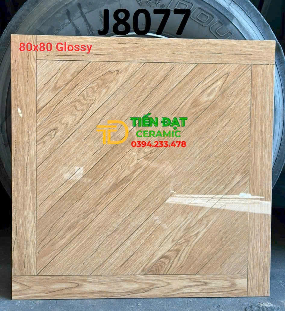 Gạch Vân Gỗ TQ 80x80 Lát Nền Khắc Kim Ánh Vàng