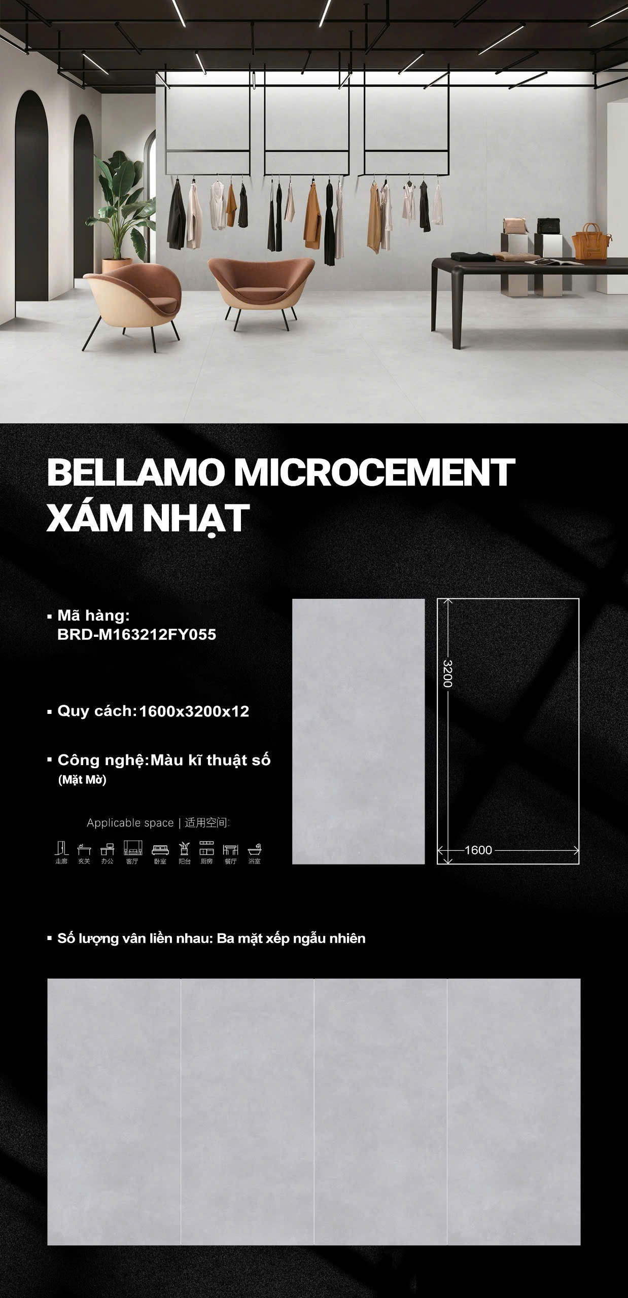 Kho Gạch Khổ To Nhập Khẩu Trung Quốc 160x320 Vân Xám Nhẹ