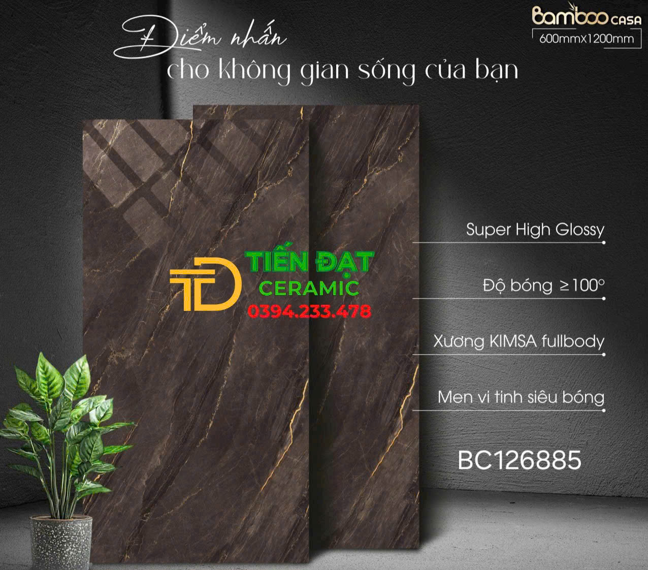 Tổng Kho Gạch Vicera 60x120 Nâu Nhạt Khắc Kim Q12