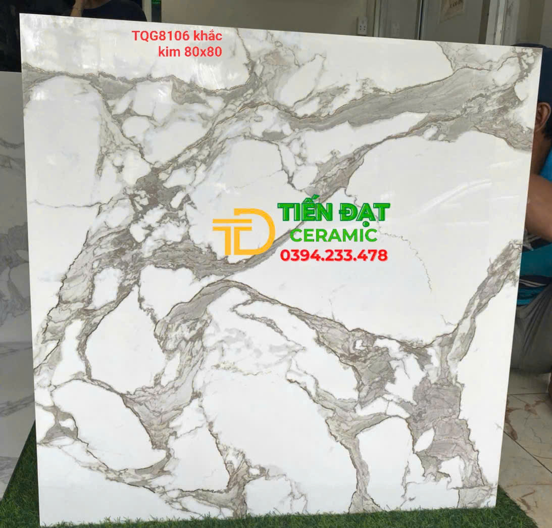 Tốp 189 Mẫu Gạch TQ 80x80 Trắng Xám Nhũ Vàng 