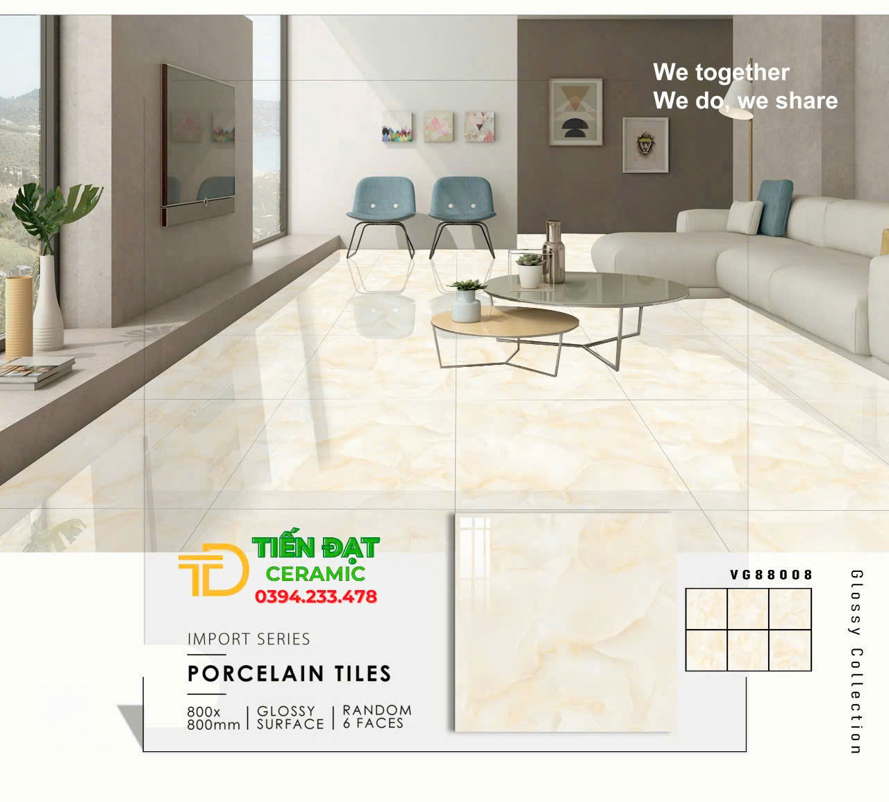 Gạch Đá Marble 80x80 Vân Vàng Bóng Kính Kim Cương 