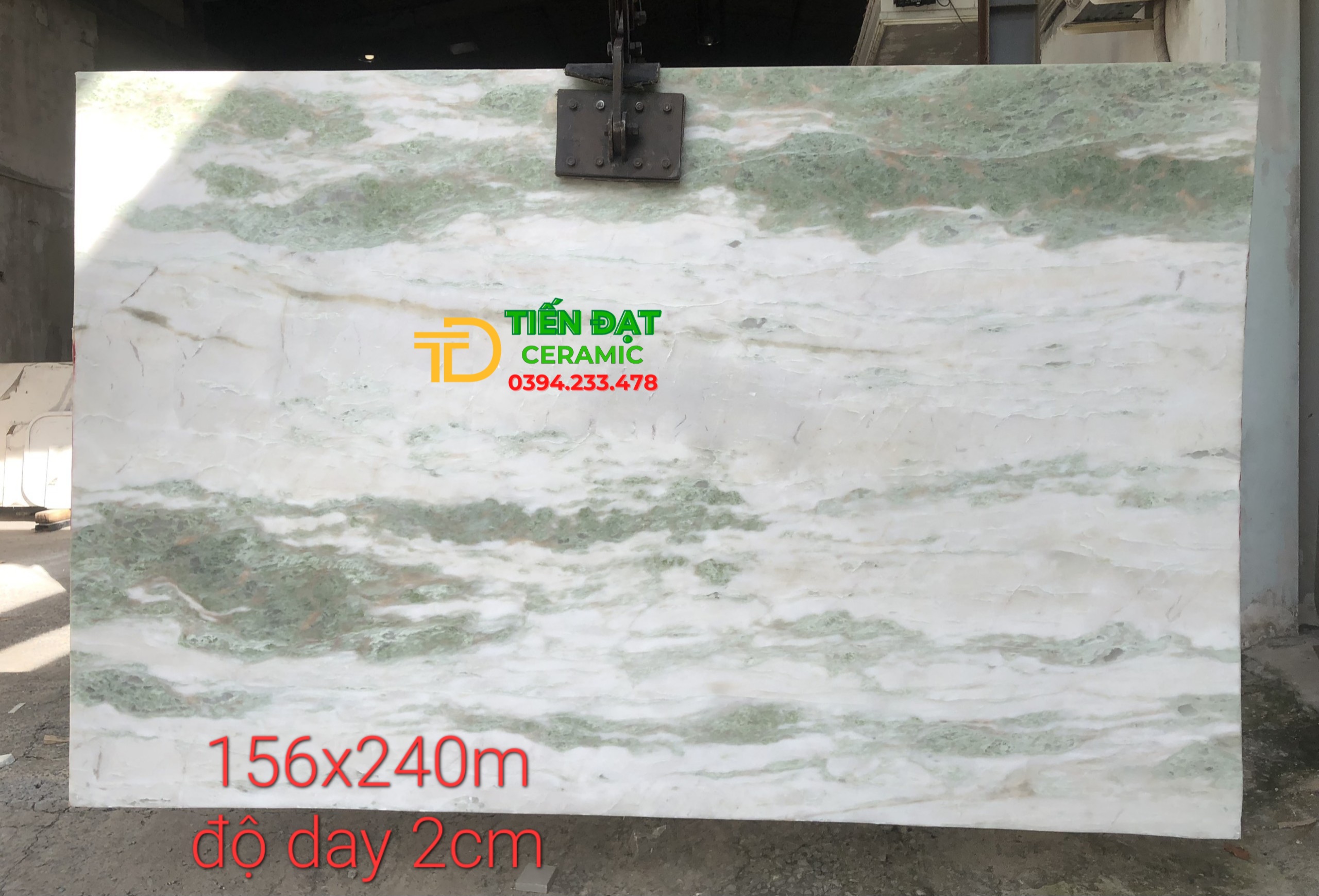 Đá Marble Khổ To 156x240 Vân Trắng Xanh Cao Cấp 