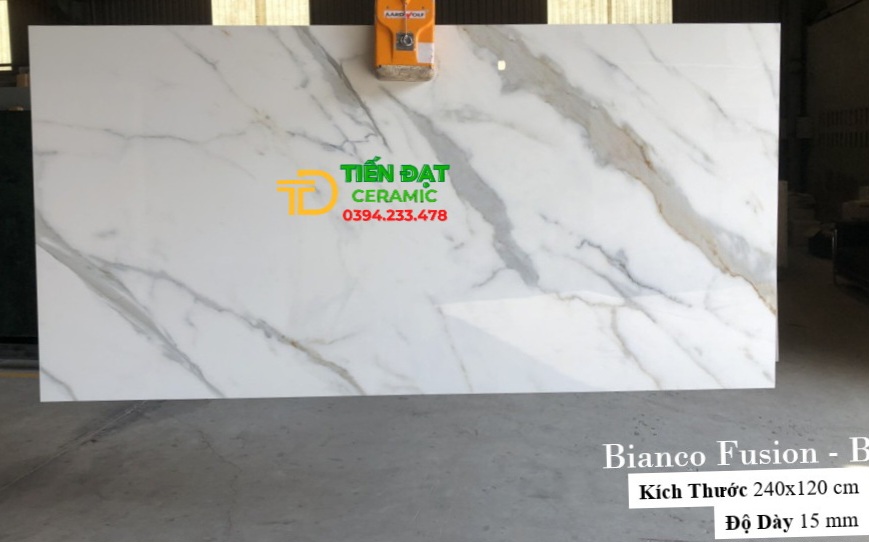 Đá Marble Lát Nền 120x240 Khổ Lớn Cao Cấp Trắng Vân Vàng