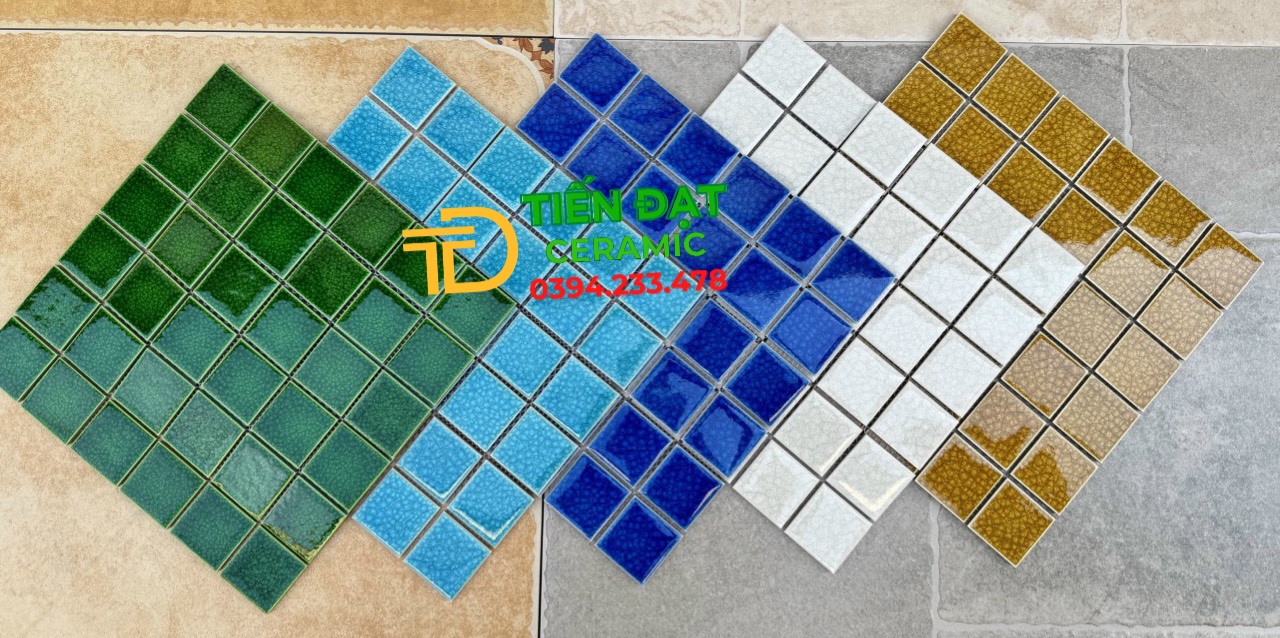 Gạch Mosaic 30x30 Thủy Tinh Men Rạn 5 Mầu Giá Rẻ