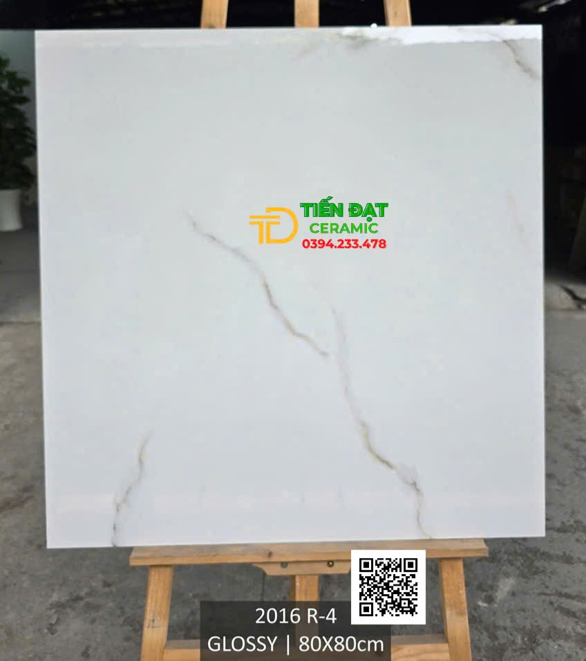 Gạch Đá Bóng Kiếng 80x80 Trắng Vân Nhập Khẩu Cao Cấp