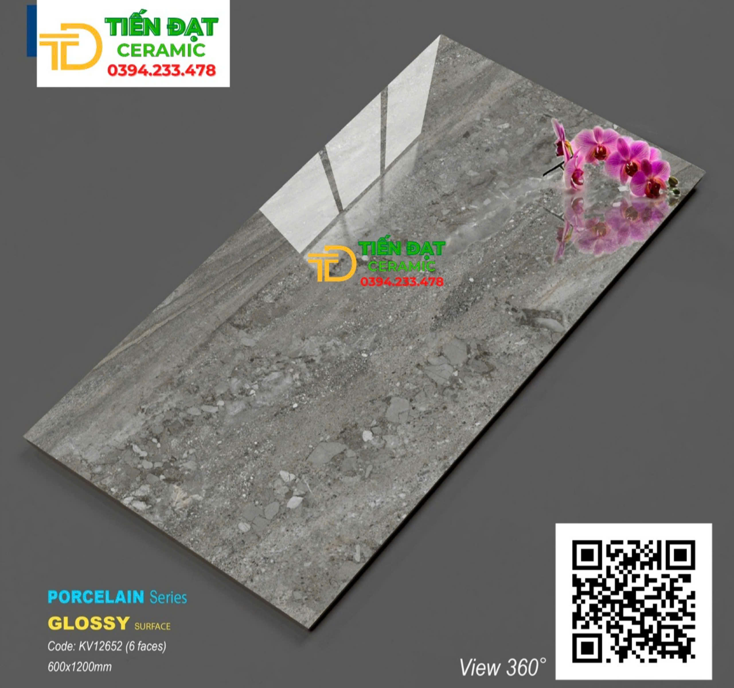 Gạch Marble Cao Cấp 60x120 Vân Xám Đá Lát Nền