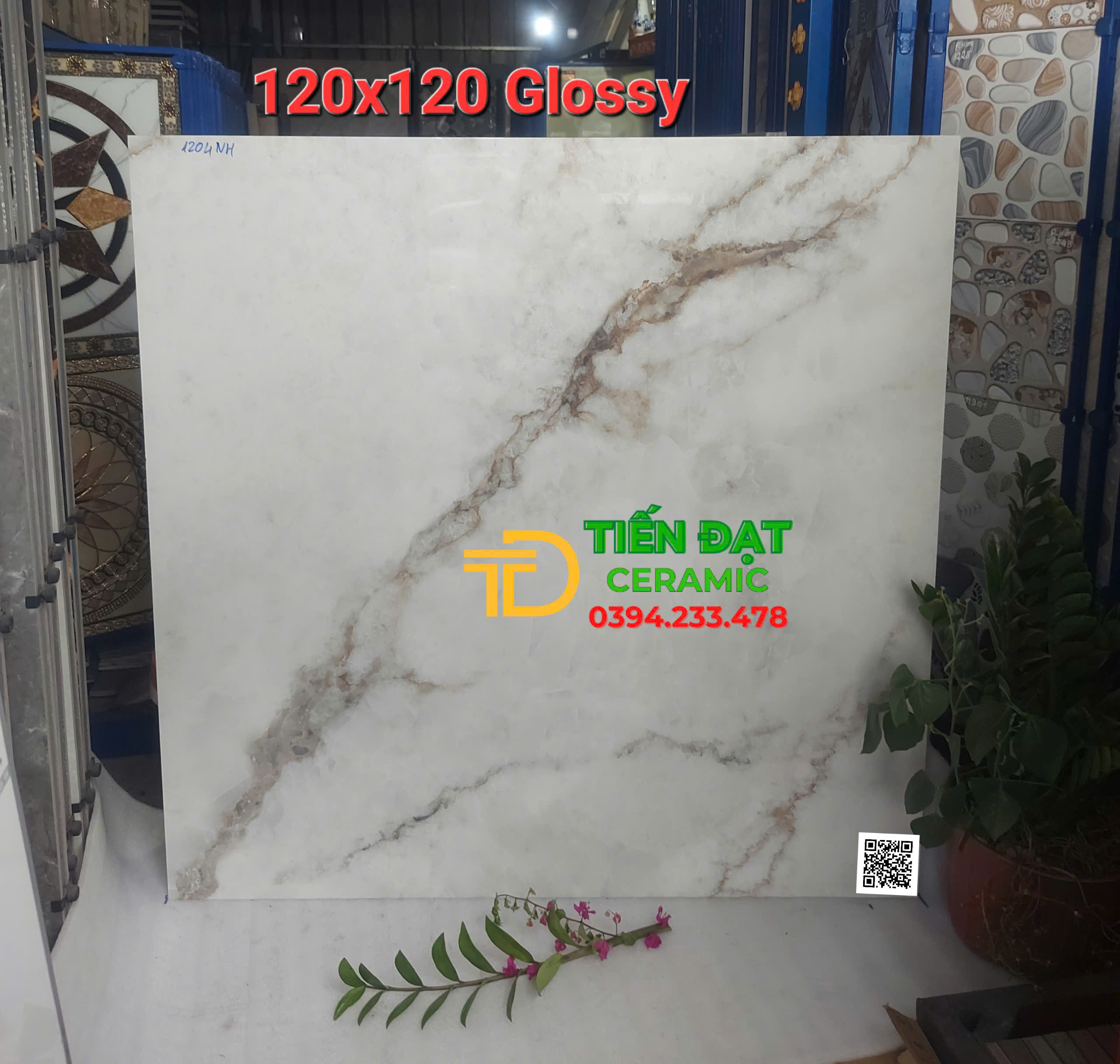 Gạch Ốp Lát 120x120 Nhập Khẩu Trắng Xám Nhạt Giả Đá