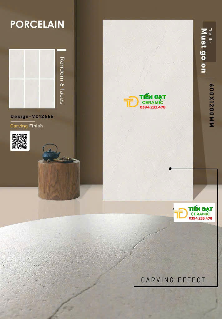 Gạch Ốp Lát Cao Cấp 60x120 Đá Mờ Mịn Carving 