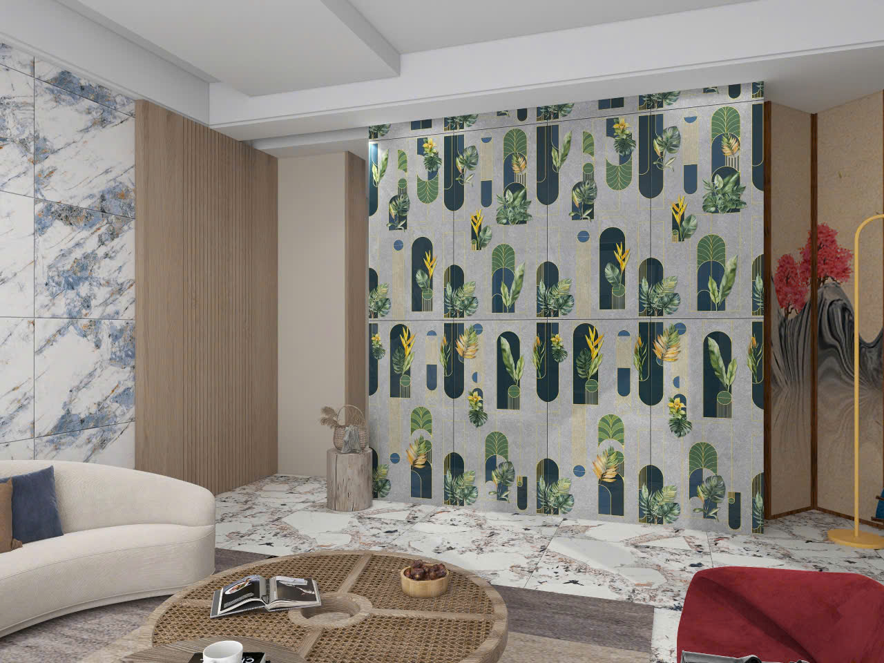 Gạch Đá Trang Trí 60x120 Apodio Hoa Văn Rải Hạt Cao Cấp