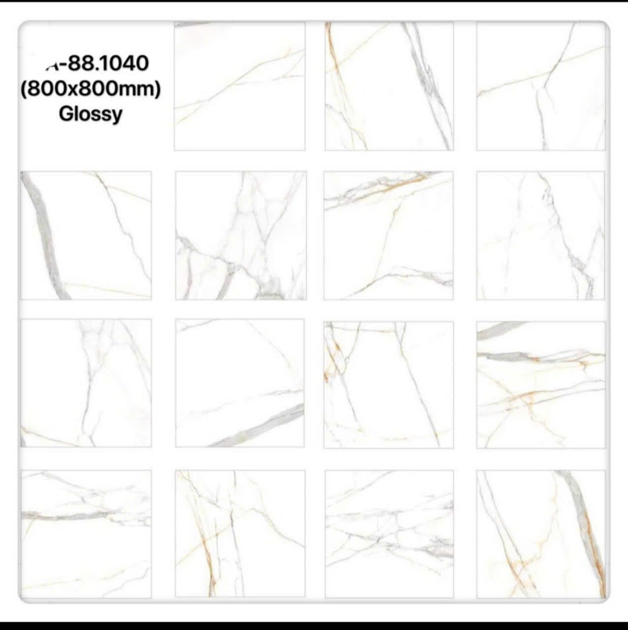 Gạch Ốp Tường Bóng Kiếng 80x80 Trắng Vân Vàng Giá Rẻ