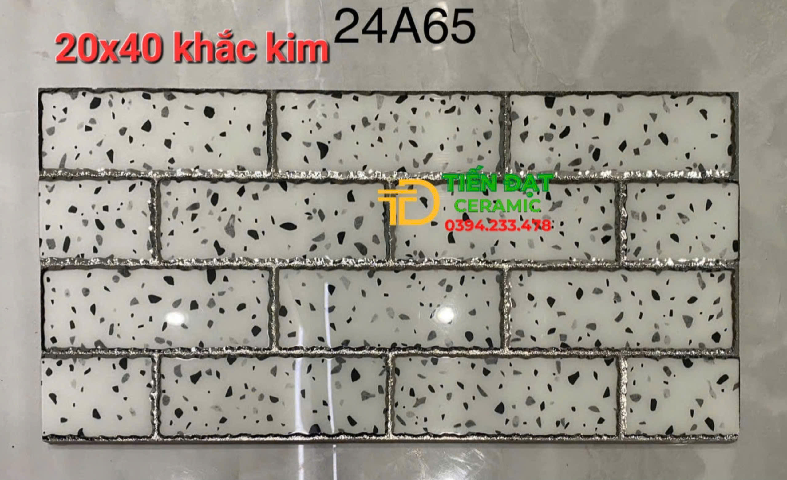 Gạch Trang Trí Terrazzo 20x40 Nhũ Bạc Mẫu Mới