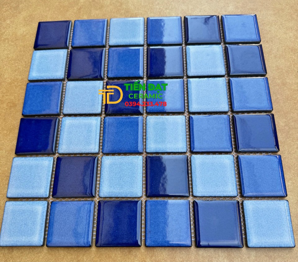 Gạch Vỉ Mosaic 30x30 Ô Vuông To Ốp Lát Hồ Bơi Bể Cá