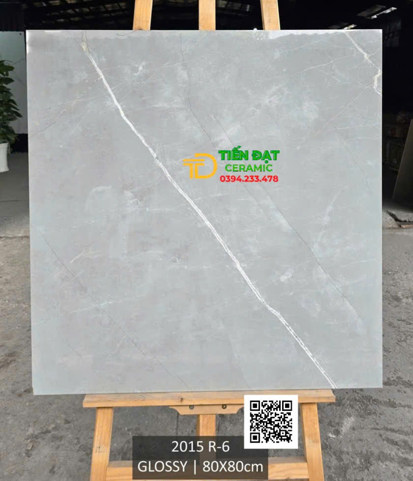 Gạch Lát Nền 80x80 Bóng Kiếng Kim Cương Vân Giả Đá