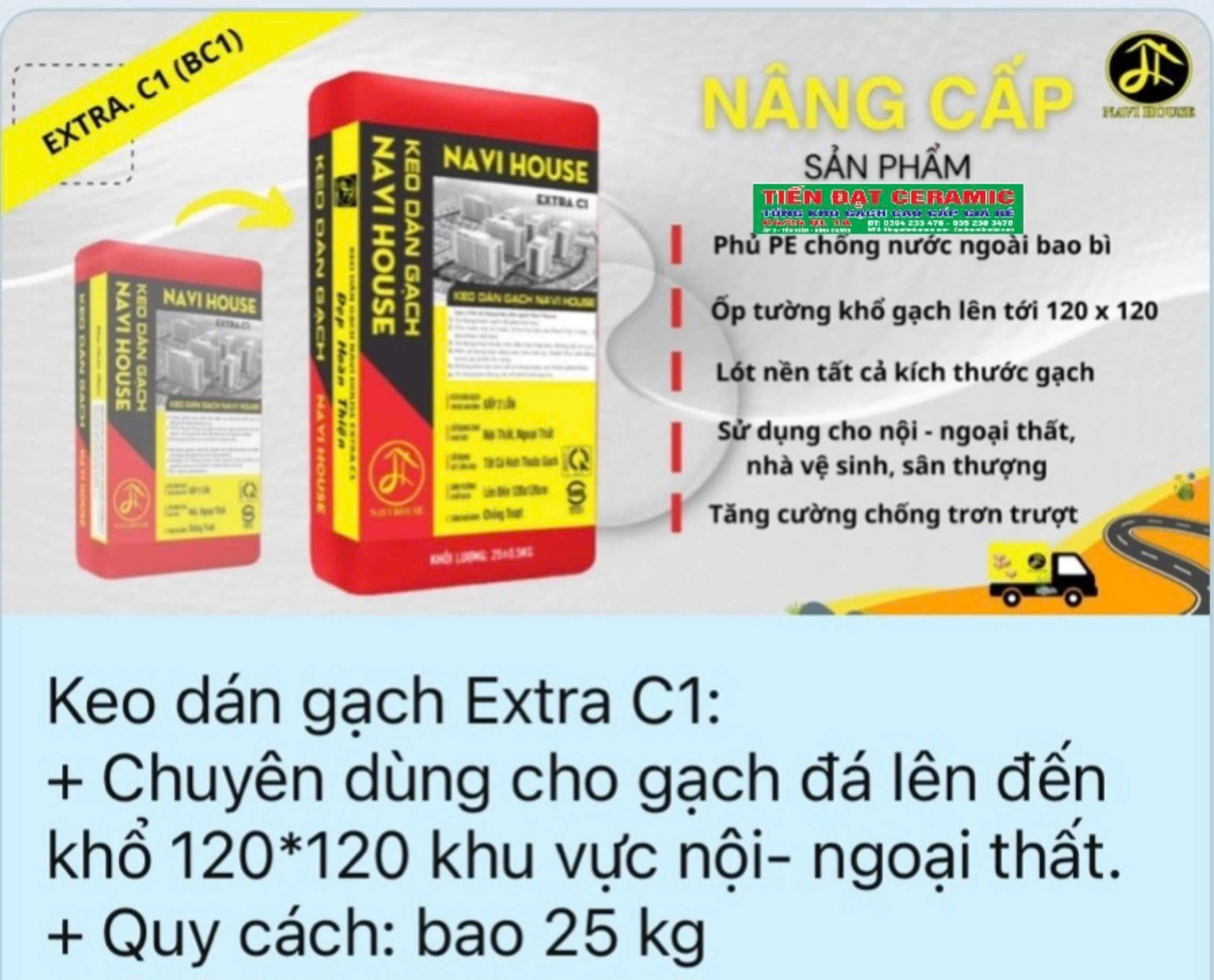 Keo Ốp Tường Khổ Lớn Cao Cấp Extra C1 Navi House