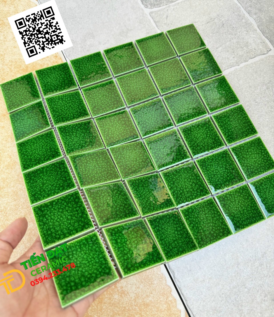 Tổng Kho Gạch Mosaic TQ 30x30 Xanh Men Rạn Tại Đà Lạt 