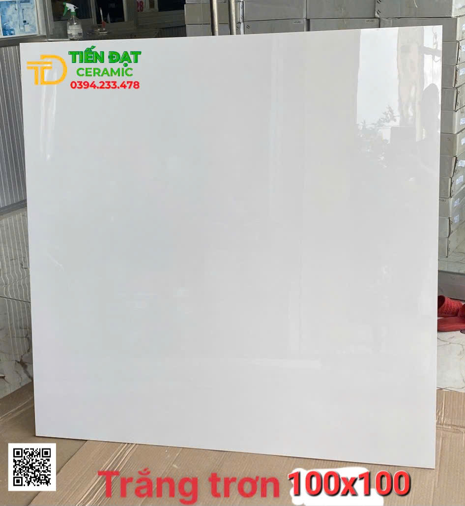 Tổng Kho Gạch TQ 100x100 Trắng Trơn Bóng Kiếng Kim Cương