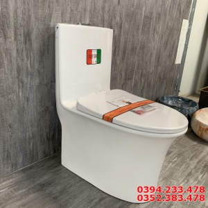 Bồn Cầu 1 Khối Men Sứ Trắng