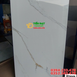 Đá Bóng Kiếng 80x160 Ốp Lát Sale Trắng Vân Vàng