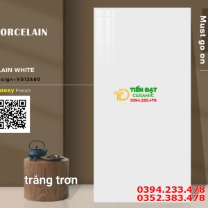 Đá Bóng Kiếng 60x120 Lát Nền Trắng Trơn Cao Cấp