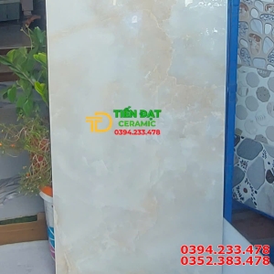 Đá Bóng Kiếng 60x120 Ốp Lát Phòng Khách Vân Vàng 