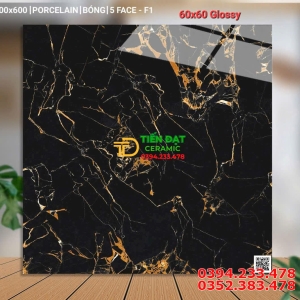 Đá Bóng Kiếng 60x60 Đen Vân Vàng Ốp Cột Cổng