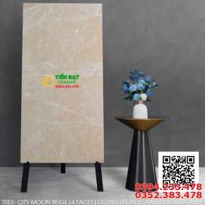 Đá Bóng Kiếng Vi Tinh 80x160 Vàng Vân Trắng