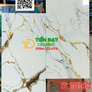 Đá Bóng Marble 60x120 Trắng Khắc Kim Ốp Chụ Cổng