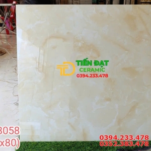 Đá Cao Cấp TQ 80x80 Vân Vàng Ngọc Phủ Men Vi Tinh